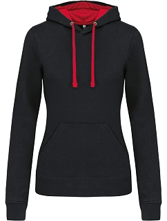 K 465 Dámská mikina s kontrastní kapucí model 22509534 black/red - Kariban