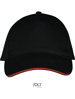 SOL'S Long Beach 5 panelová sandwich kšiltovka model 22521350 black/red