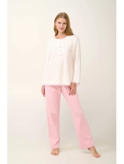 Bavlněné dámské pyžamo s knoflíkovou légou model 20617676 - Vamp
