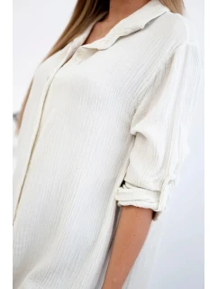 Bavlněná mušelínová košile světle béžová