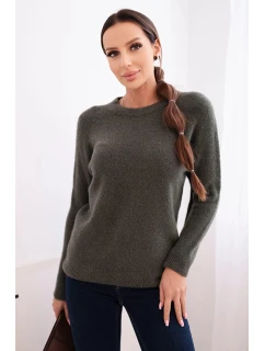 Dámský svetr z baby alpaky s dlouhým rukávem khaki