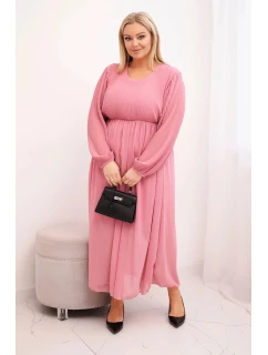 Dámská plisovaná sukně Plus Size z viskózy a s dlouhým rukávem tmavě růžová