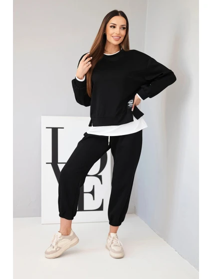 Dámský komplet s  volnou mikinou a tepláky černý model 21808615 - K-Fashion