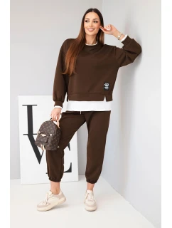Dámský komplet s mikinou a tepláky hnědý model 21808621 - K-Fashion