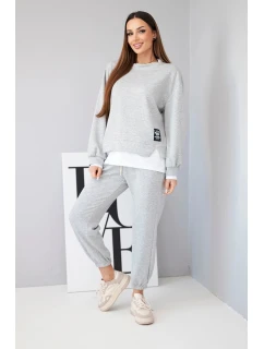 Dámský komplet s mikinou a tepláky šedý melír model 21808639 - K-Fashion