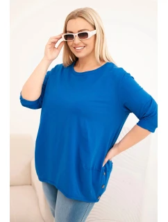 Dámská blůza Plus Size z bavlny s ozdobnými knoflíky a ohrnutými rukávy model 21808731 - K-Fashion