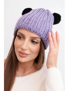 Dámská zimní čepice vlněná s bambulí model 21817779 fialová - K-Fashion