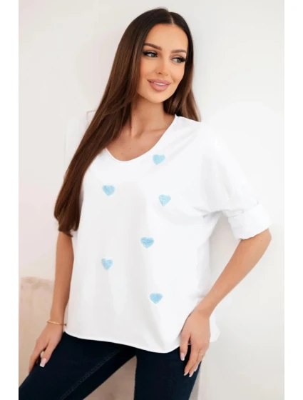 Dámská bavlněná blůza s dlouhým rukávem a srdíčky model 21890100 - K-Fashion