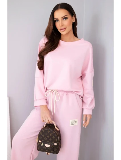 Dámská sada máslová mikina + kalhoty světle růžový