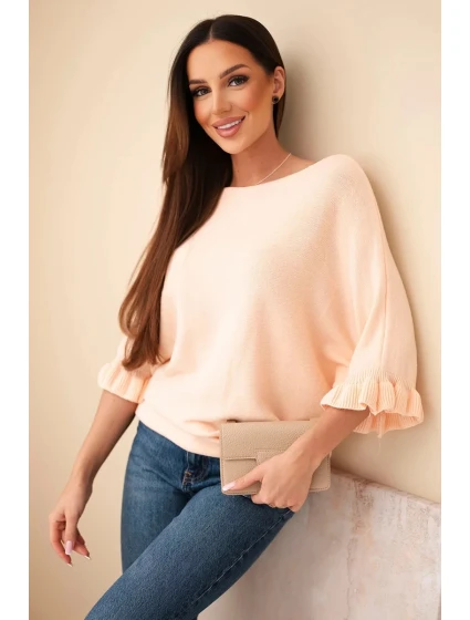 Dámský svetr s netopýřími rukávy a kulatým výstřihem model 21949272 - K-Fashion