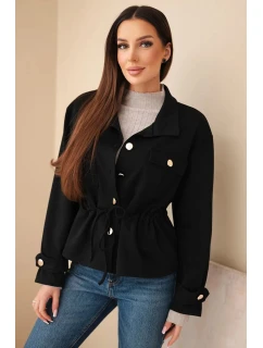 Dámská rozepínací mikina máslová s model 21952013 a kapsami černá - K-Fashion