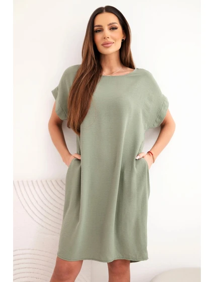 Šaty s kapsami model 21954898 khaki - K-Fashion