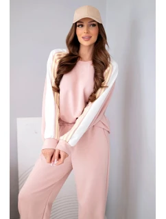 Dámský máslový komplet s lampasem a tmavý pudrový model 22015444 - K-Fashion