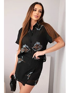 Dámský komplet košile s krátkým rukávem a  černá model 22048787 - K-Fashion