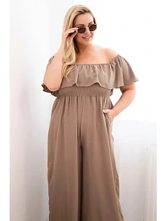 Dámský overal Plus Size s volánem a krátkým rukávem fango