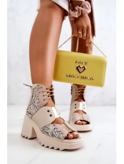 Kožené kozačky model 21576430 Béžová - Maciejka