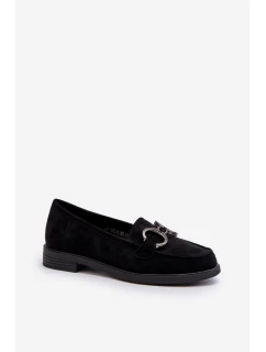 Dámské semišové mokasíny s ozdobou Černé model 21650328 - VINCEZA