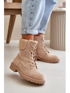Dámské zateplené boty na zip Beige model 21667404 - Boto