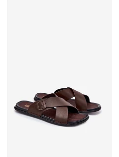 Kožené Pánské Pantofle S Přezkou Big Star model 21693021 Hnědé - Big Star Shoes