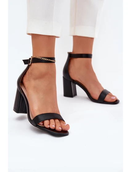 Dámské Sandály Na Podpatku S Páskem Černé model 21700172 - Boto