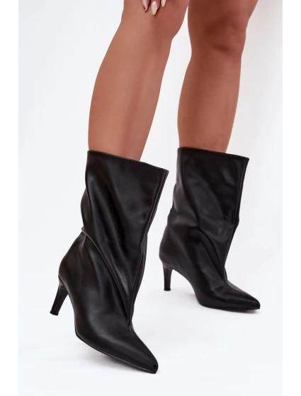 Nazouvací dámské boty na podpatku černé model 21707769 - Boto