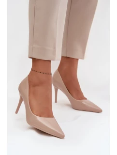 Lakované Eko Kožené Dámské Lodičky S  Béžové model 21711350 - Boto