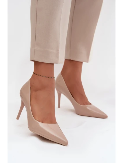 Lakované Eko Kožené Dámské Lodičky S  Béžové model 21711350 - Boto