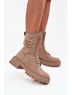 Dámské workery boty s ozdobným zateplené béžové model 21715364 - Boto