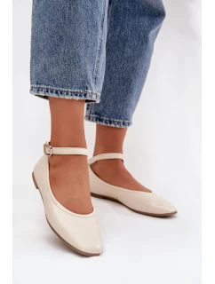 Dámské baleríny s páskem a sponou béžové model 21747629 - Boto