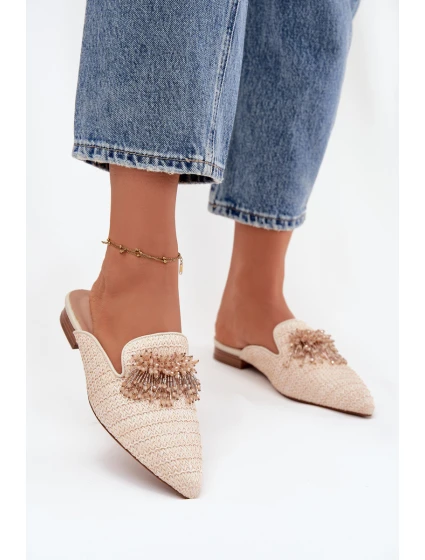 Dámské pantofle s ozdobou Béžové model 21747685 - Boto