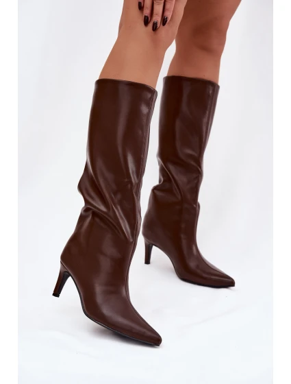 Dámské kozačky s vyhřívané na čokoládové olivové model 21757546 - Boto