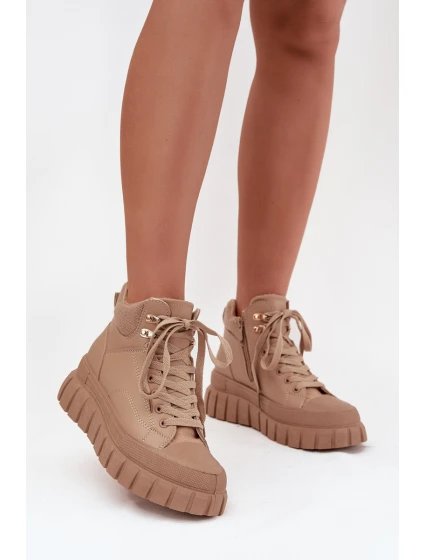 Dámské zateplené kozačky trapery na platformě Camel model 21747749 - Boto