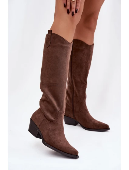 Dámské Na Podpatku Z Eko Semiše Hnědé model 21757567 - Boto