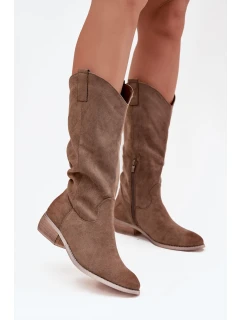 Kovbojky Na Nízkém Podpatku Z Eko Tmavě Béžové model 21747803 - Boto