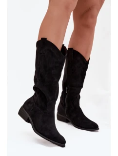 na nízkém podpatku z eko semiše černé model 21747810 - Boto