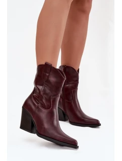 Dámské kožené boty typu na podpatku Bordové model 21747866 - Boto