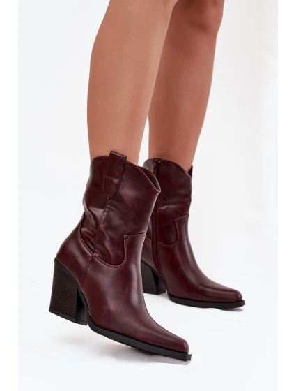 Dámské kožené boty typu na podpatku Bordové model 21747866 - Boto