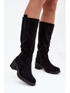 Dámské kozačky na Eko semiš černé model 21747873 - Boto