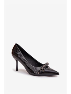 Lakované lodičky s mašlí Černé model 21757621 - Boto