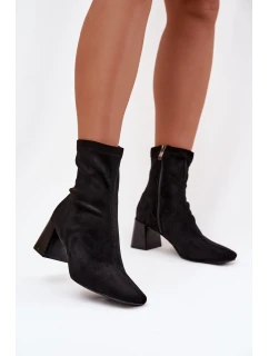 Dámské kotníkové boty na podpatku z eko semiše model 21758907 - Boto