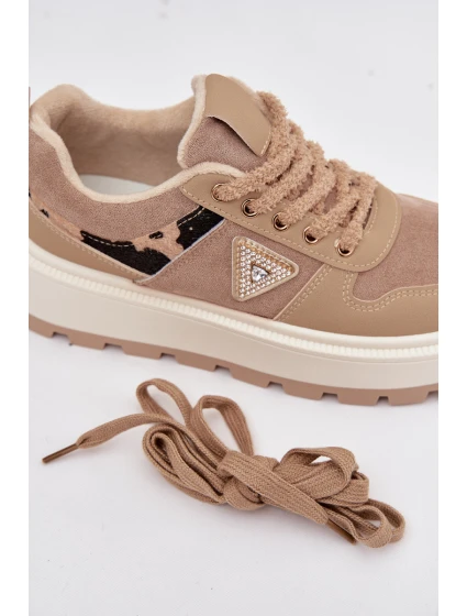 Zateplené dámské tenisky na platformě béžové model 21752759 - Boto