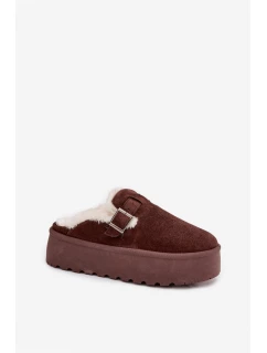 Sněhule S Kožešinou A Přezkou Na Platformě Čokoládové model 21757740 - Boto