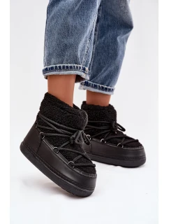 Dámské sněhule s kožíškem typu vázané Černé model 21757752 - Boto