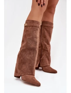 Kozačky Eko semišové  na zip vyhřívané  tmavě béžové model 21770276 - Boto