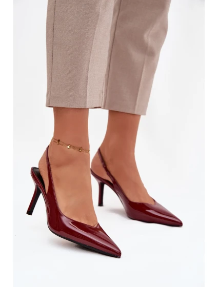 Lakované lodičky na jehlovém podpatku bordó model 21757904 - Boto