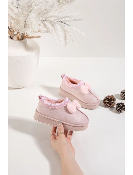 Dětské sněhule s výšivkou a mašlí Růžové model 21762666 - Boto