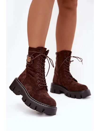 Dámské workery s ozdobným zateplené čokoládové model 21772406 - Boto