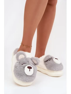 Kožešinové pantofle s motivem šedé model 21772450 - Boto