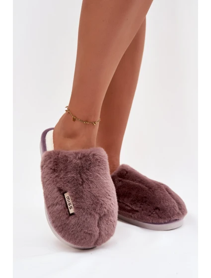 Kožešinové dámské pantofle tmavě fialové model 21772486 - Boto