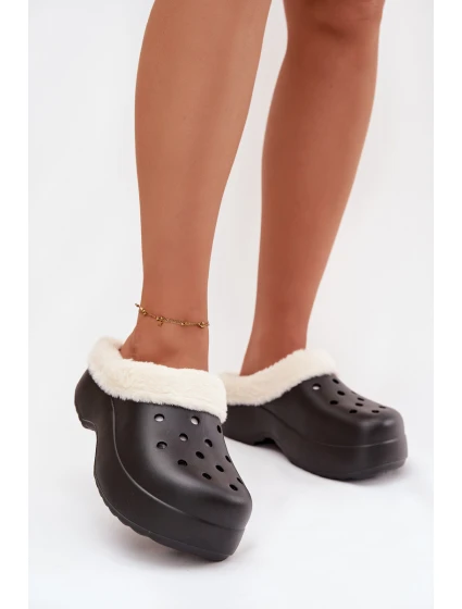 Pěnové dámské pantofle s kožíškem Černé model 21772598 - Boto